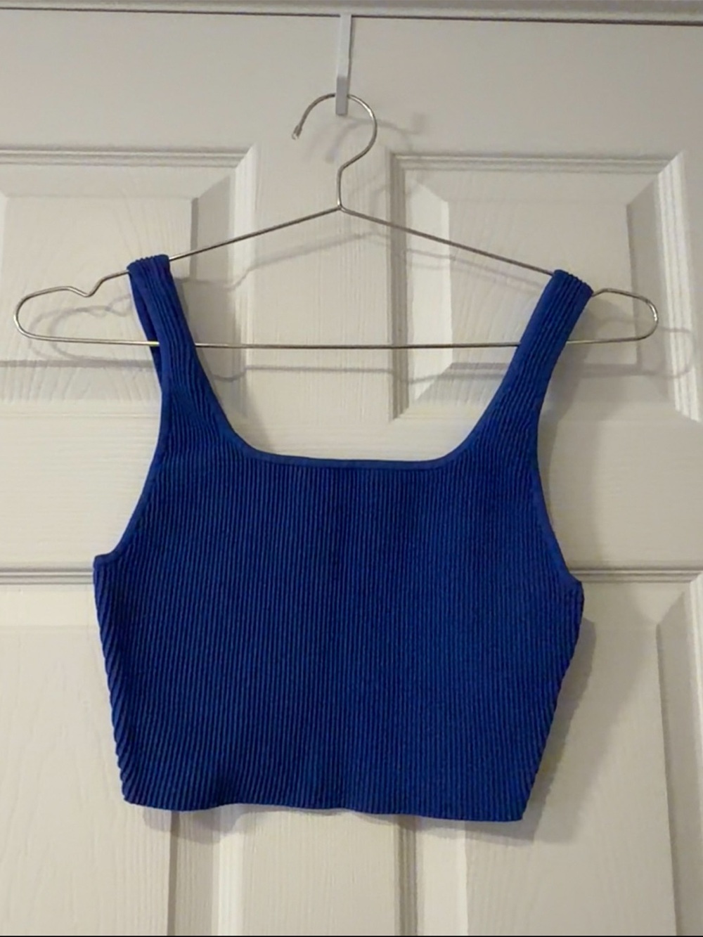 Babaton Ribbed Square-Neck Crop Top - Cobalt